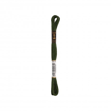 Meada de linha de bordar Anchor Stranded Cotton, filosele cor 263 verde Meada de linha de bordar Anchor Stranded Cotton, filosele cor 263 verde